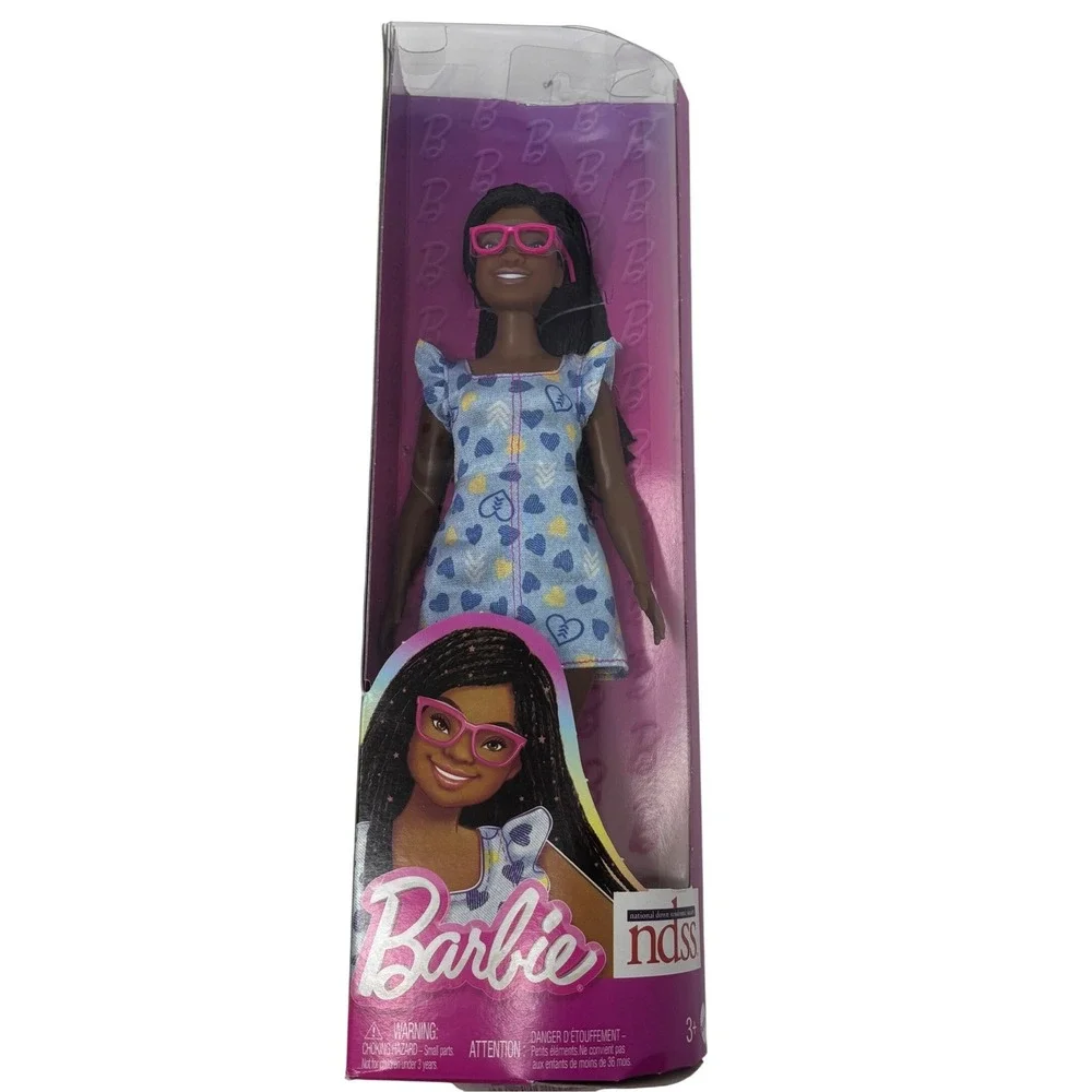 Barbie Fashionistas Doll 229 Down Syndrome NDSS Black Braided Hair Pink Glasses